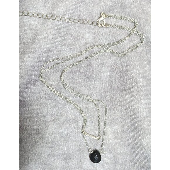 Layered Gothic Black Teardrop And Rhinestone Bar Silver Tone Necklace - Picture 4 of 5